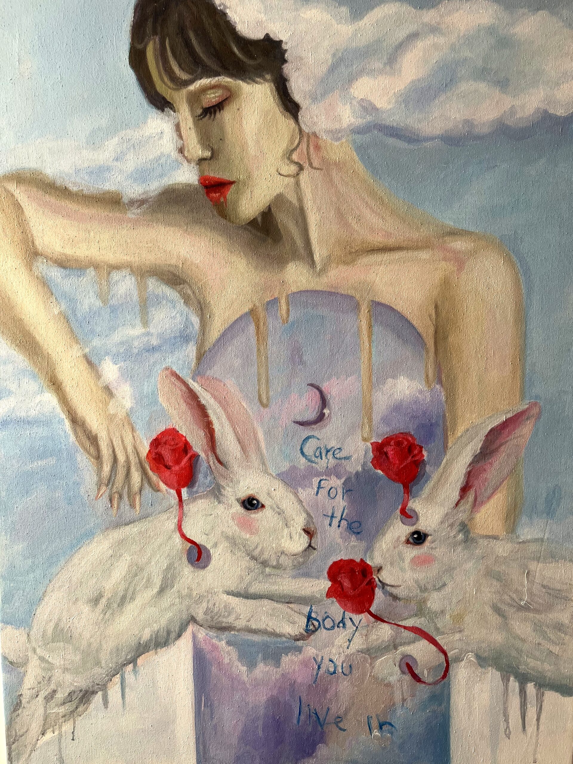 Mixed Media Figure Study Artwork